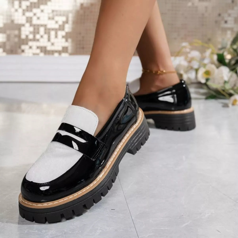 Round Toe Platform Loafers Apparel and Accessories