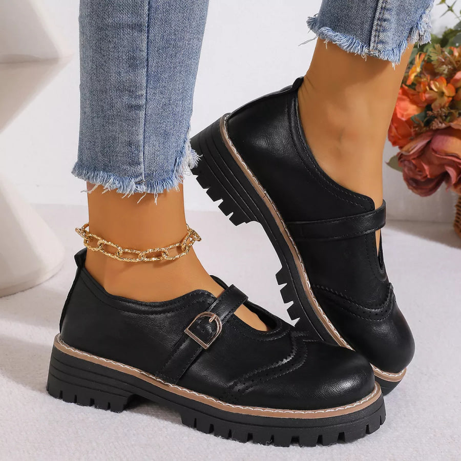 Round Toe Platform Loafers Apparel and Accessories
