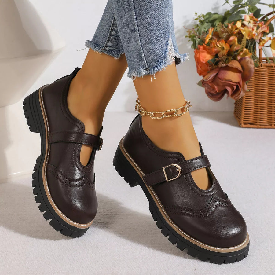 Round Toe Platform Loafers Apparel and Accessories