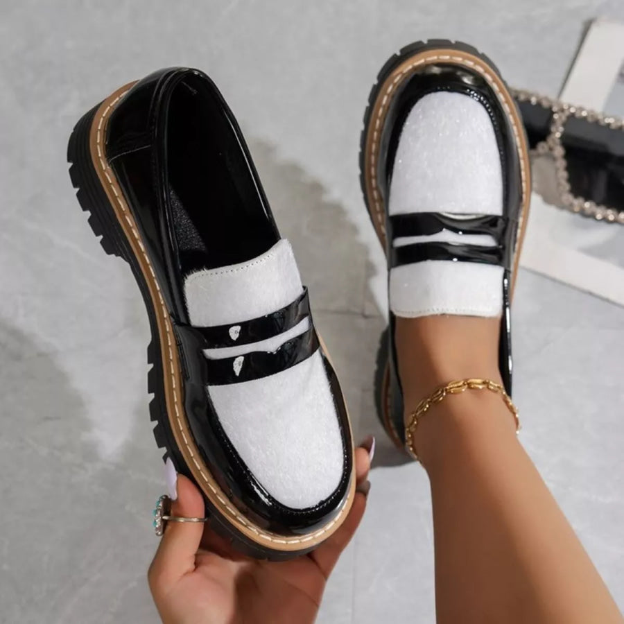 Round Toe Platform Loafers Apparel and Accessories