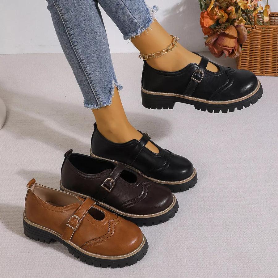 Round Toe Platform Loafers Apparel and Accessories