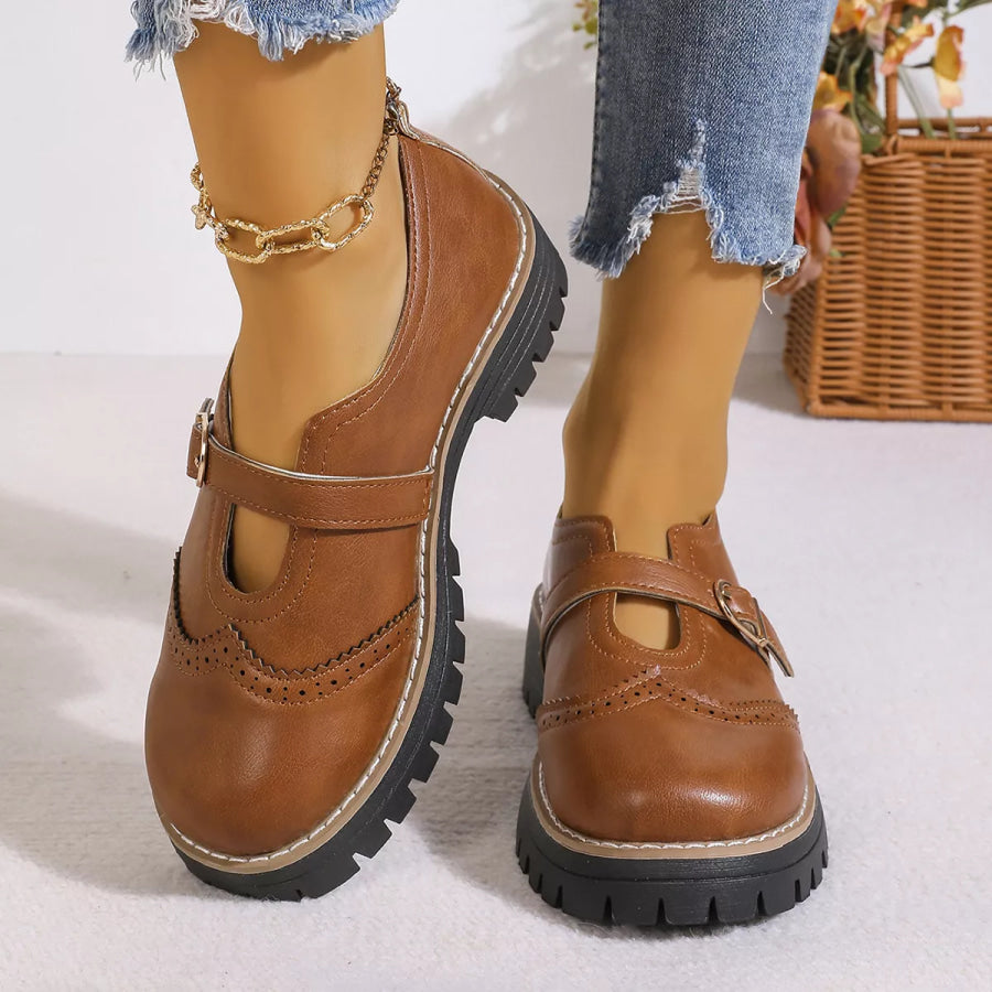 Round Toe Platform Loafers Apparel and Accessories