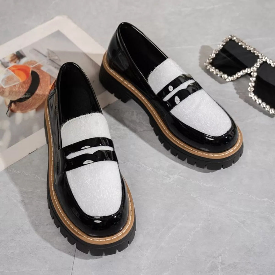 Round Toe Platform Loafers Apparel and Accessories