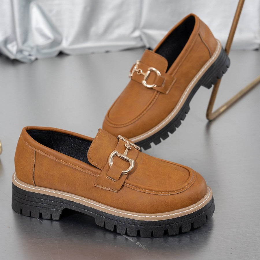 Round Toe Platform Loafers Apparel and Accessories