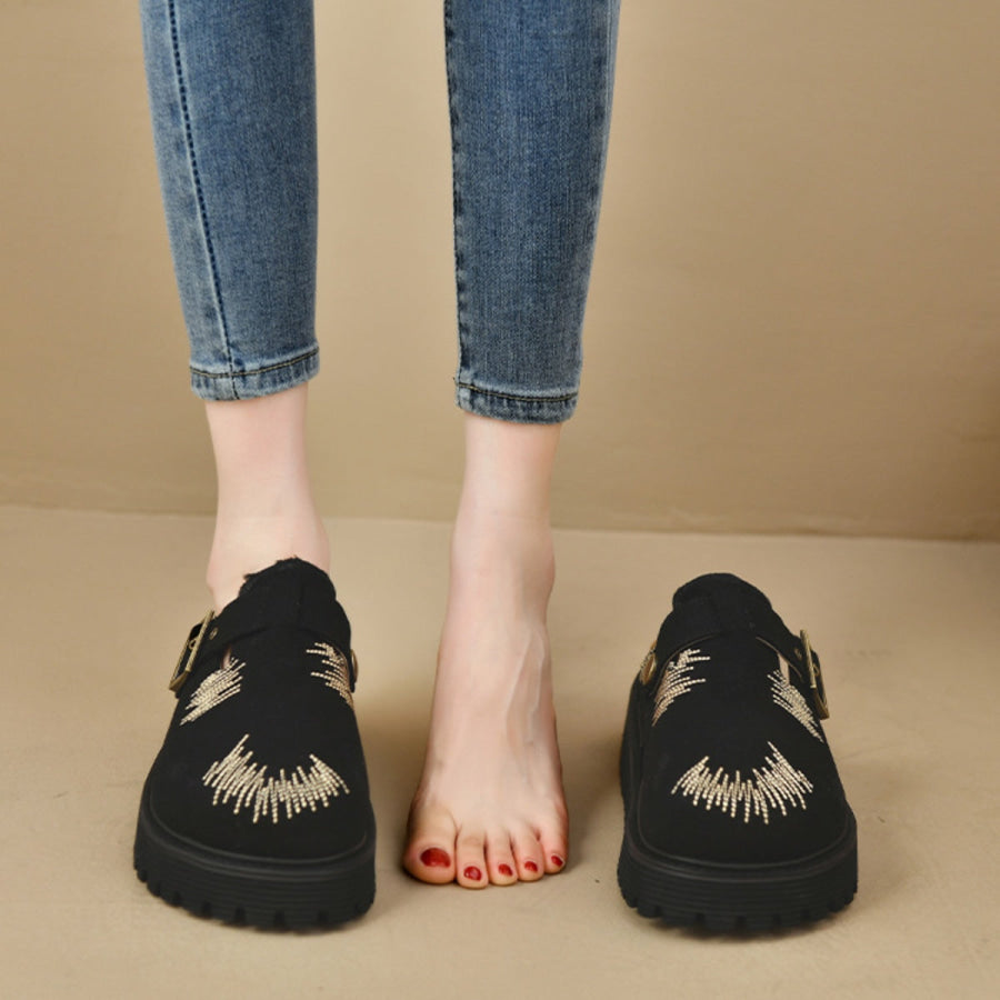 Round Toe Platform Loafers Apparel and Accessories