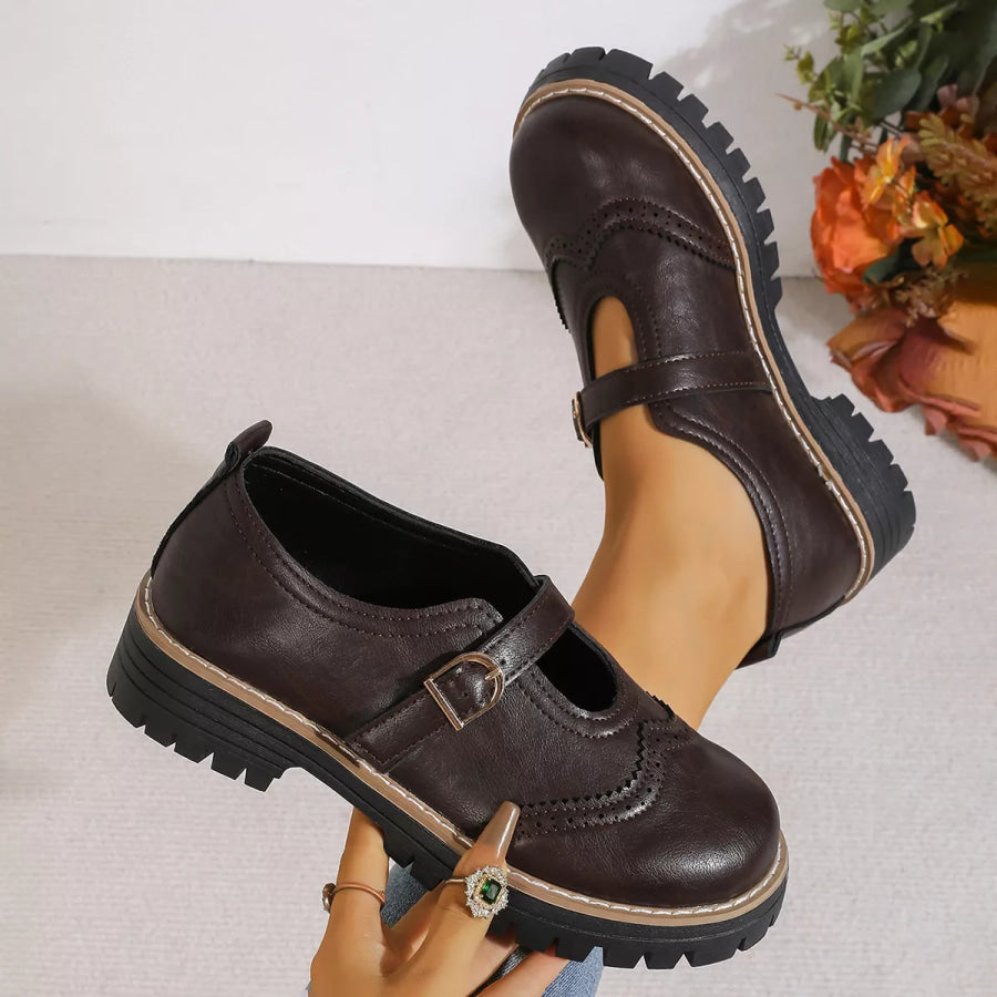 Round Toe Platform Loafers Apparel and Accessories