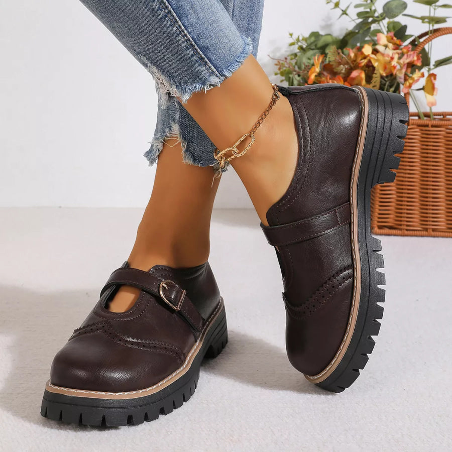 Round Toe Platform Loafers Apparel and Accessories
