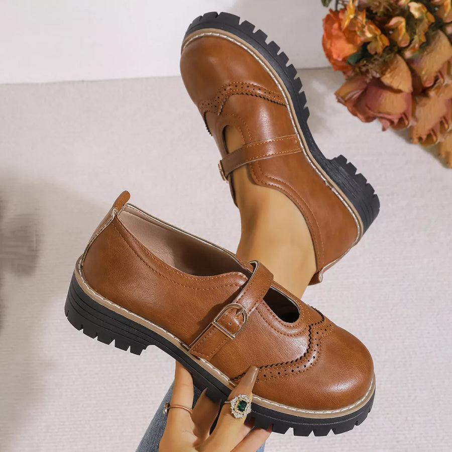 Round Toe Platform Loafers Apparel and Accessories