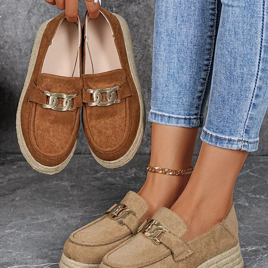 Round Toe Platform Loafers Apparel and Accessories