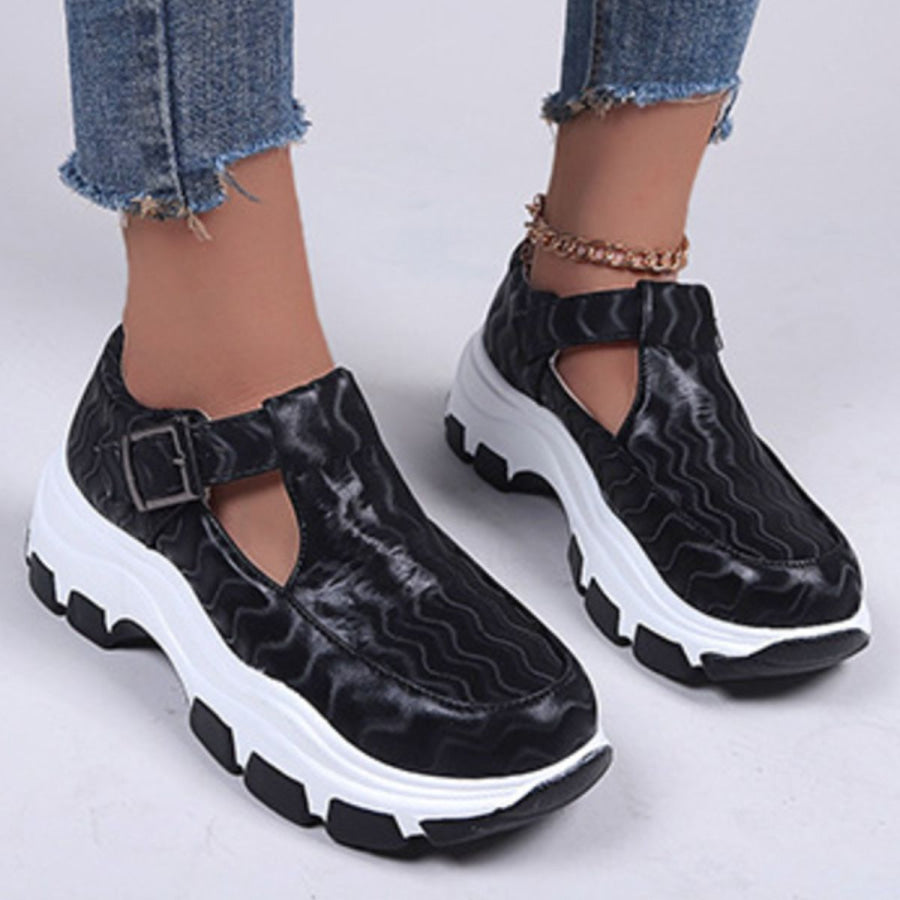 Round Toe Platform Loafers Black / 35 Apparel and Accessories