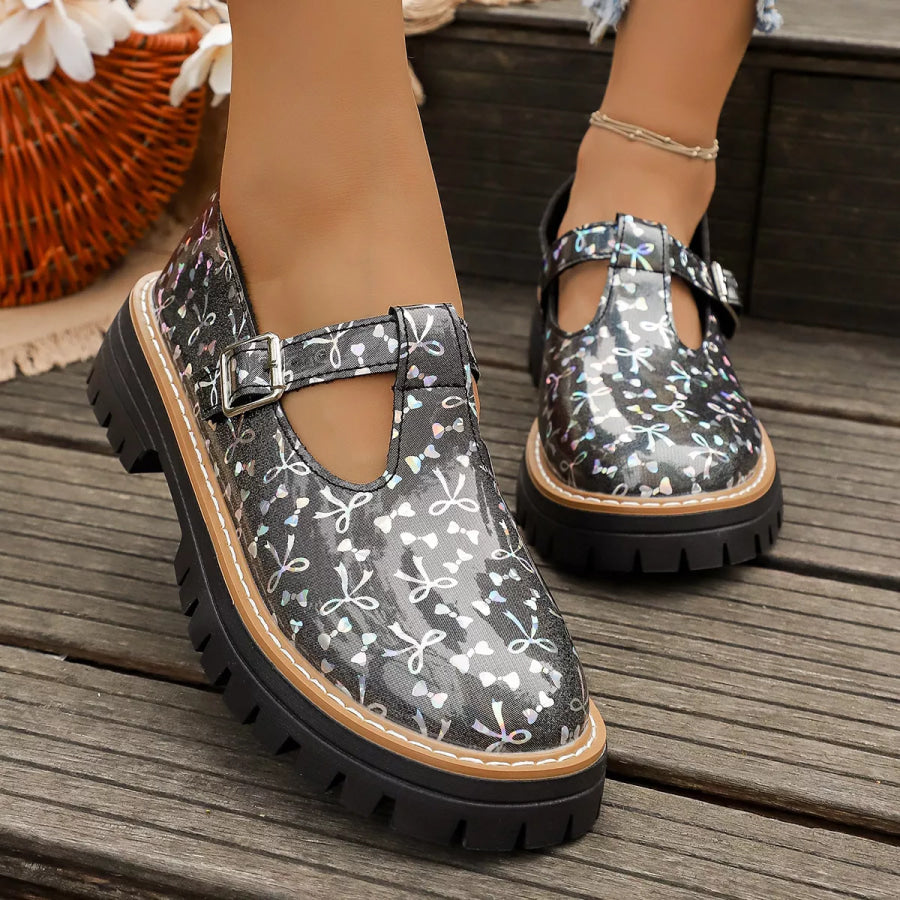 Round Toe Platform Loafers Black / 35 Apparel and Accessories