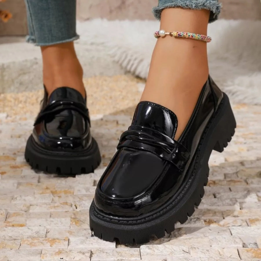 Round Toe Platform Loafers Apparel and Accessories