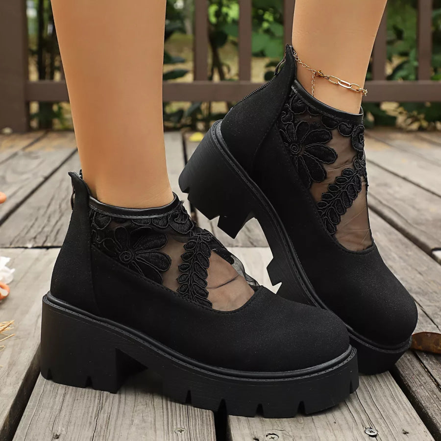 Round Toe Platform Loafers Black / 35 Apparel and Accessories