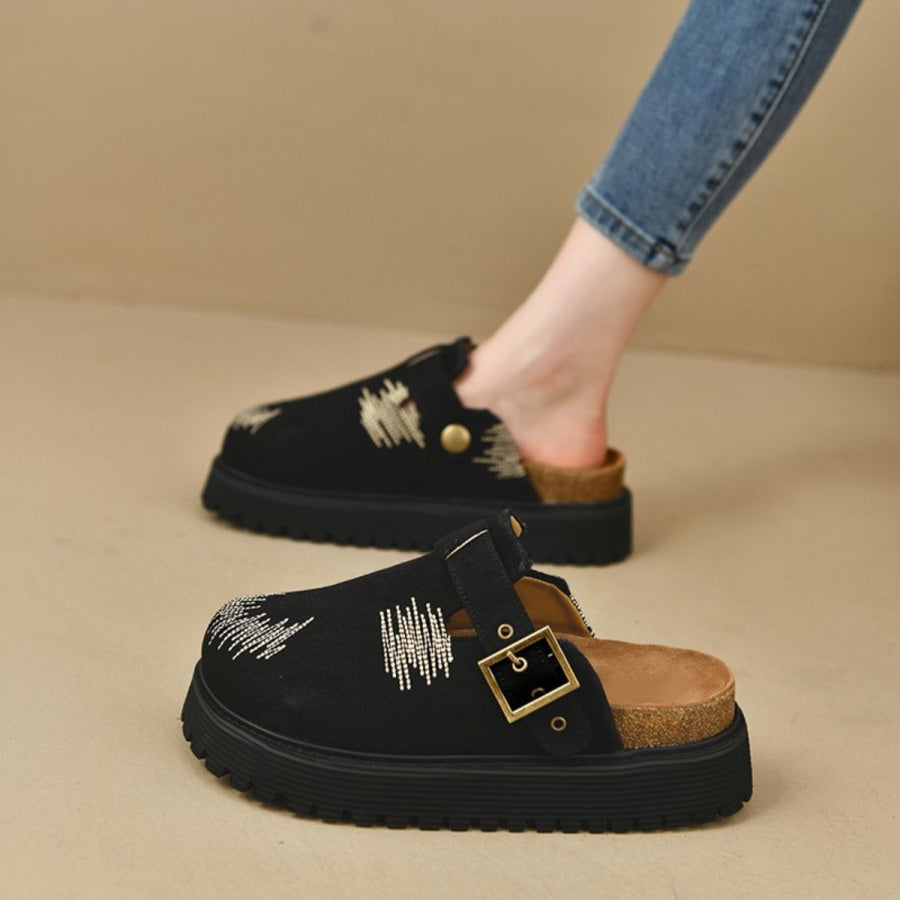 Round Toe Platform Loafers Black / 35(US4) Apparel and Accessories