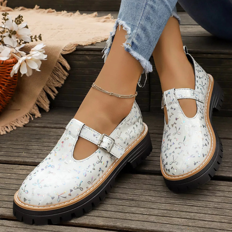 Round Toe Platform Loafers White / 35 Apparel and Accessories