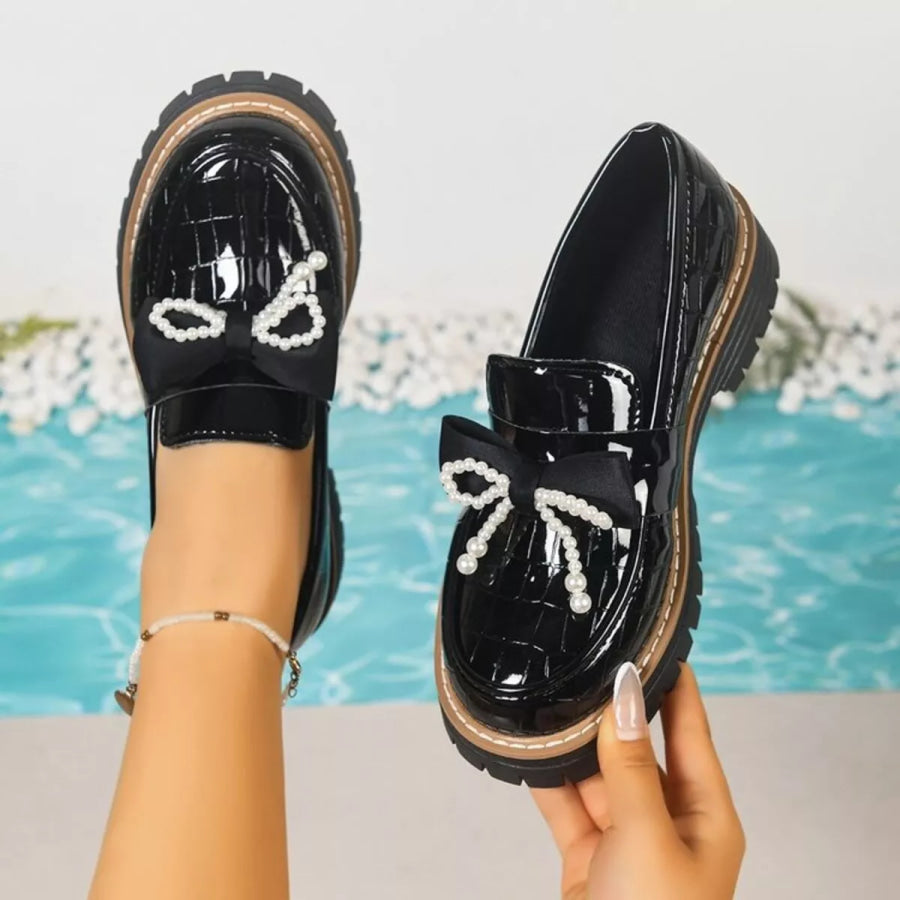 Round Toe Platform Loaferss Black / 36 Apparel and Accessories