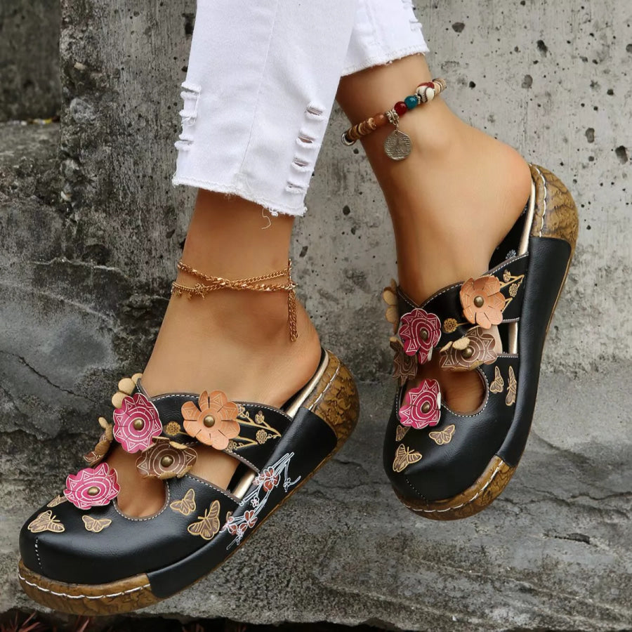 Round Toe Platform Sandals Black / 35 Apparel and Accessories