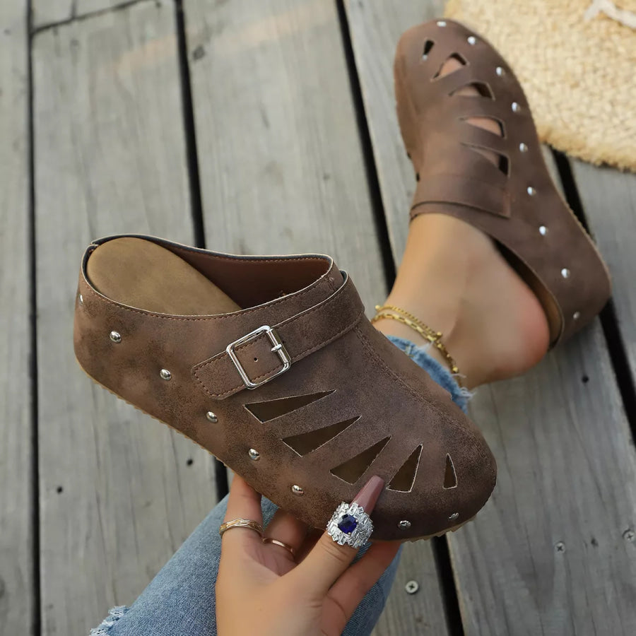 Round Toe Platform Sandals Brown / 36 Apparel and Accessories