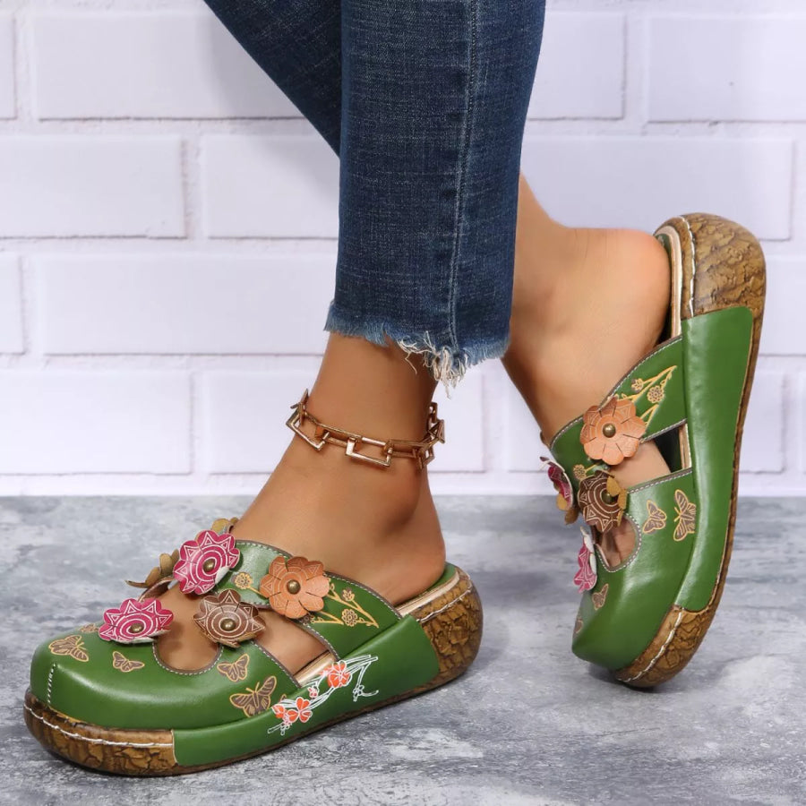Round Toe Platform Sandals Green / 35 Apparel and Accessories