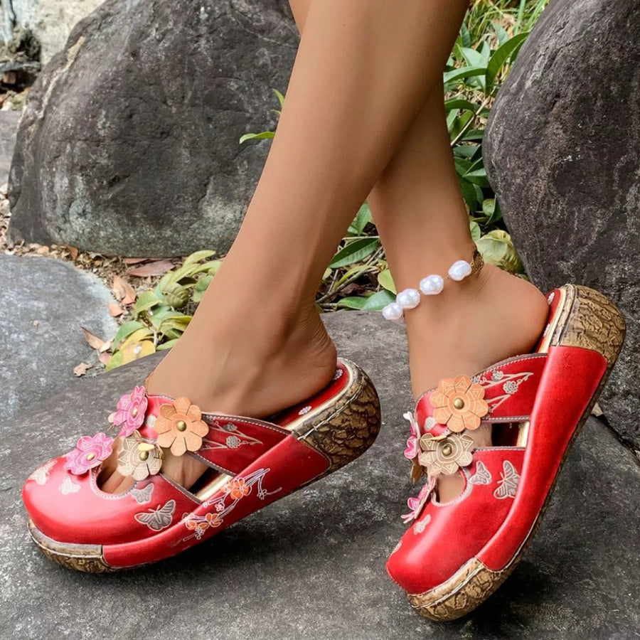 Round Toe Platform Sandals Red / 35 Apparel and Accessories