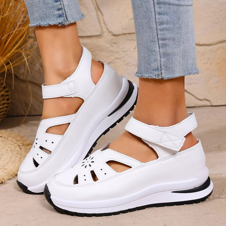 Round Toe Platform Sandals White / 36 Apparel and Accessories