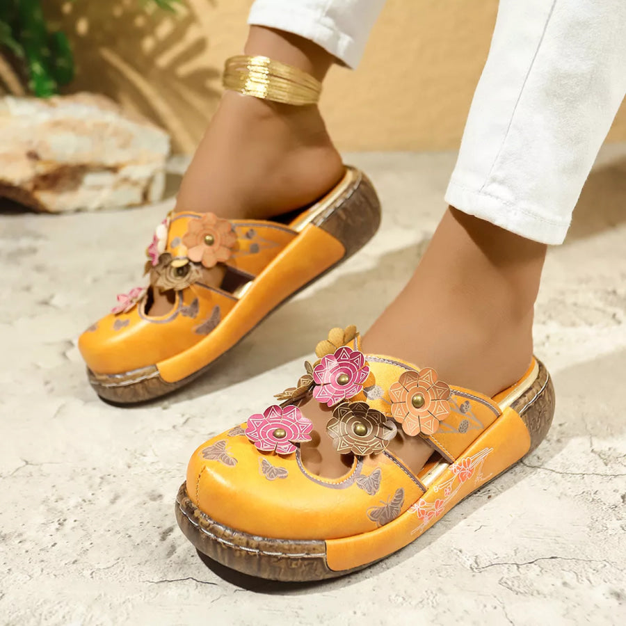 Round Toe Platform Sandals Yellow / 35 Apparel and Accessories