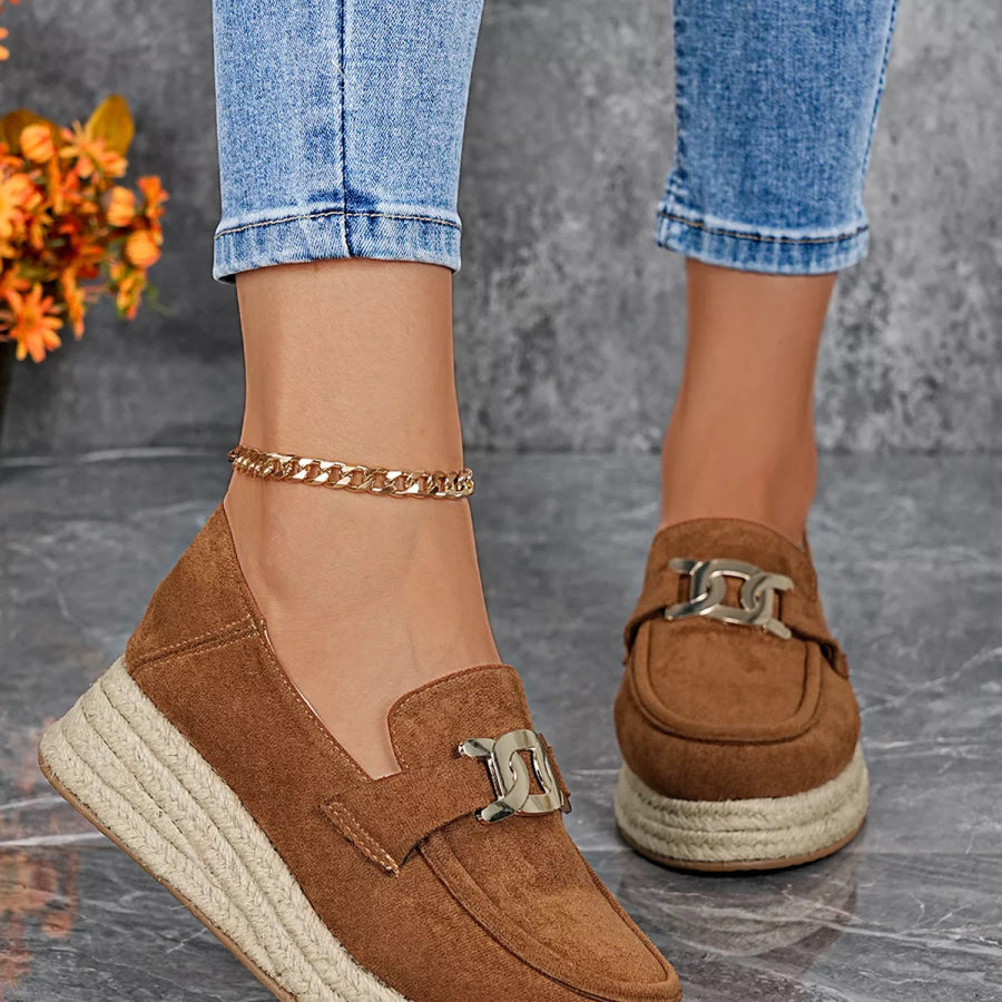 Round Toe Platform Slip-Ons Apparel and Accessories