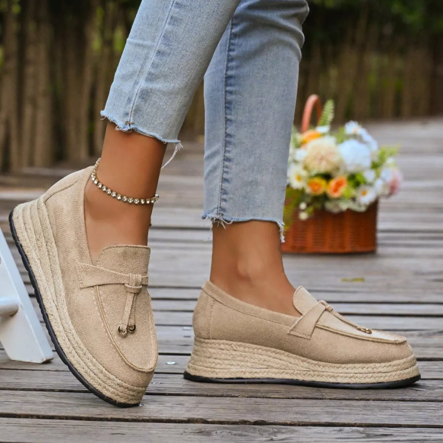 Round Toe Platform Slip-Ons Apparel and Accessories