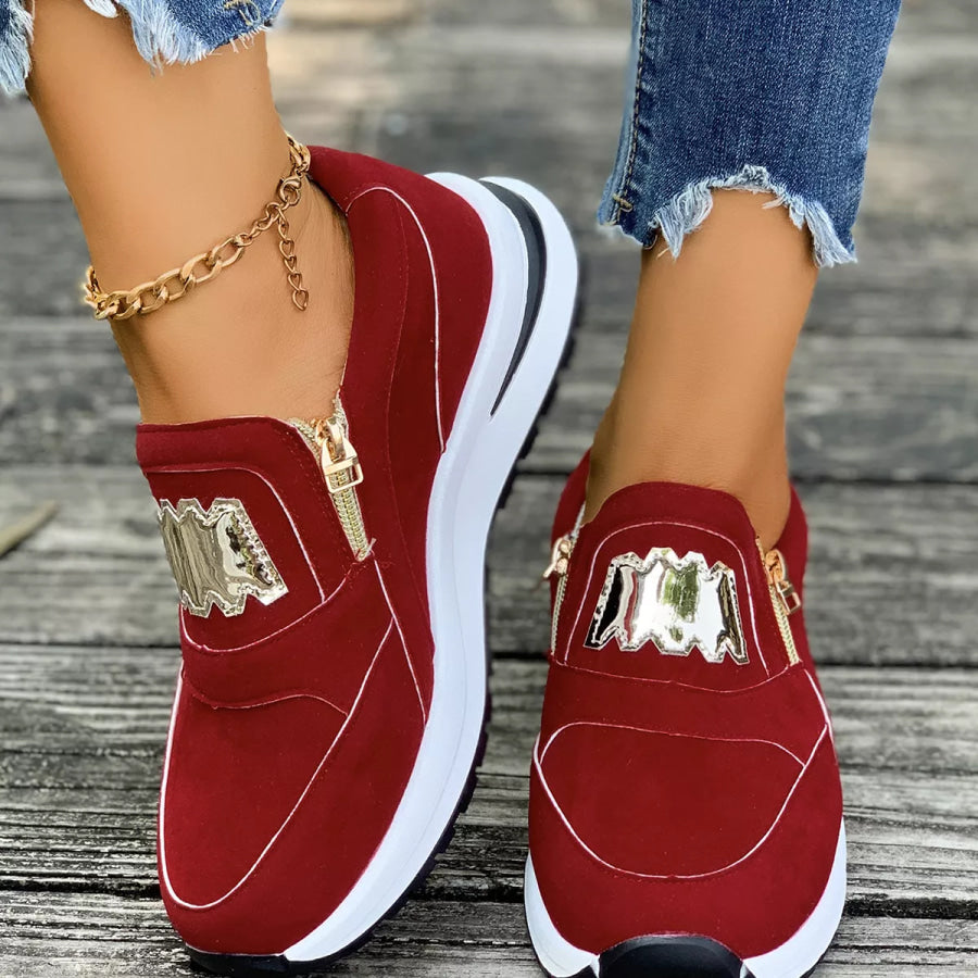 Round Toe Platform Slip-Ons Apparel and Accessories