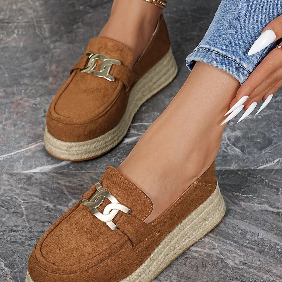 Round Toe Platform Slip-Ons Apparel and Accessories