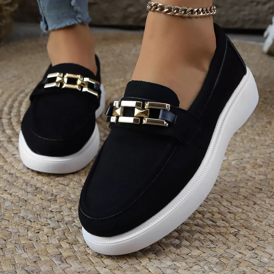 Round Toe Platform Slip-Ons Apparel and Accessories