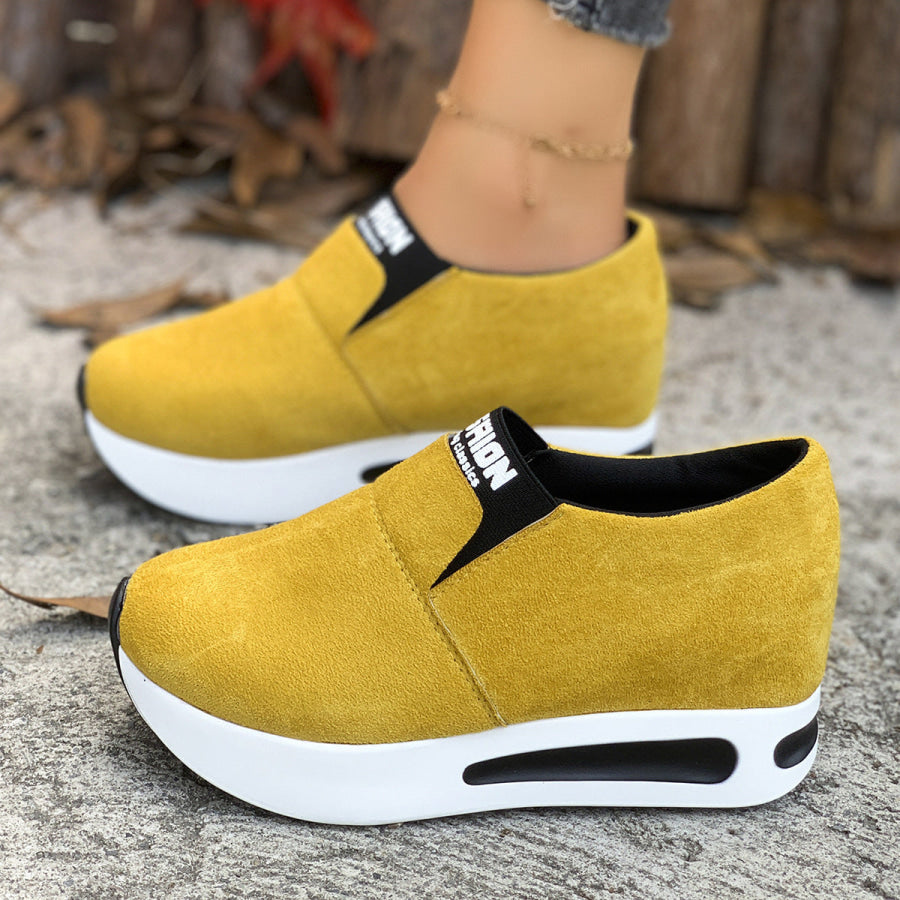 Round Toe Platform Slip-Ons Apparel and Accessories