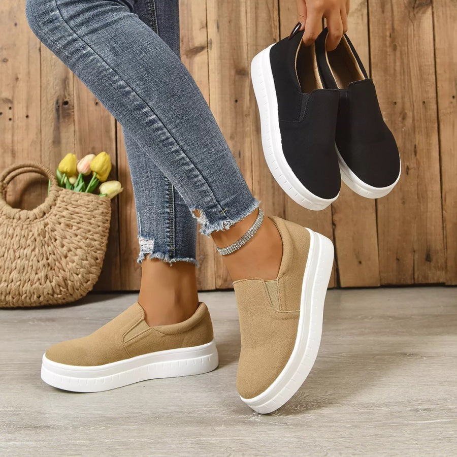 Round Toe Platform Slip-Ons Apparel and Accessories