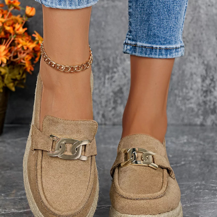 Round Toe Platform Slip-Ons Apparel and Accessories