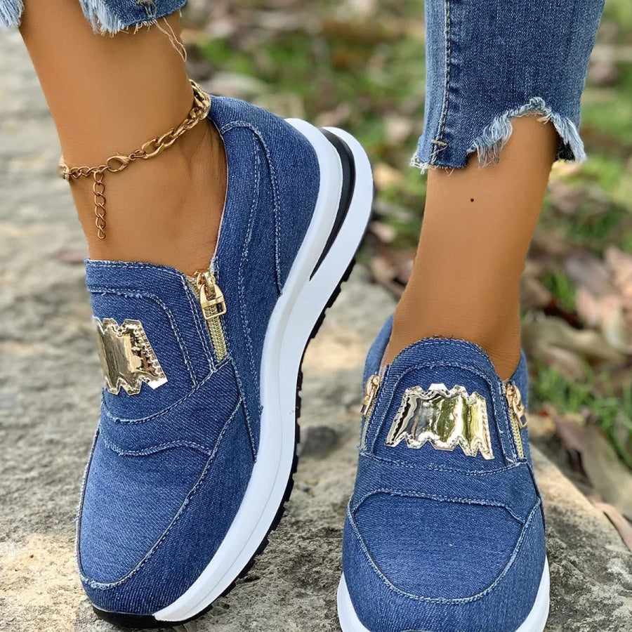 Round Toe Platform Slip-Ons Apparel and Accessories