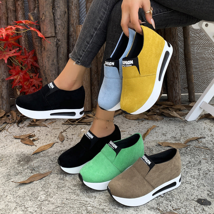 Round Toe Platform Slip-Ons Apparel and Accessories