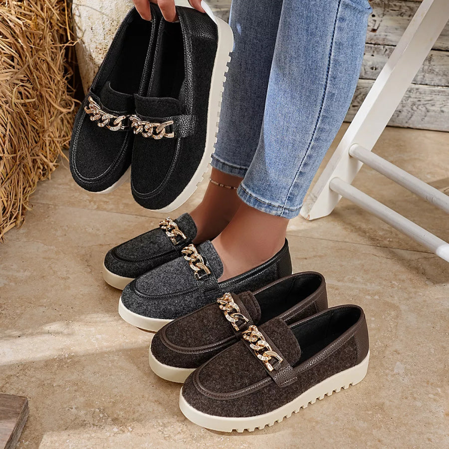Round Toe Platform Slip-Ons Apparel and Accessories