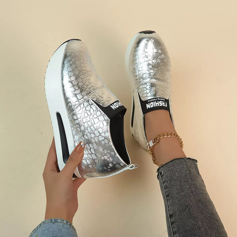 Round Toe Platform Slip-Ons Apparel and Accessories