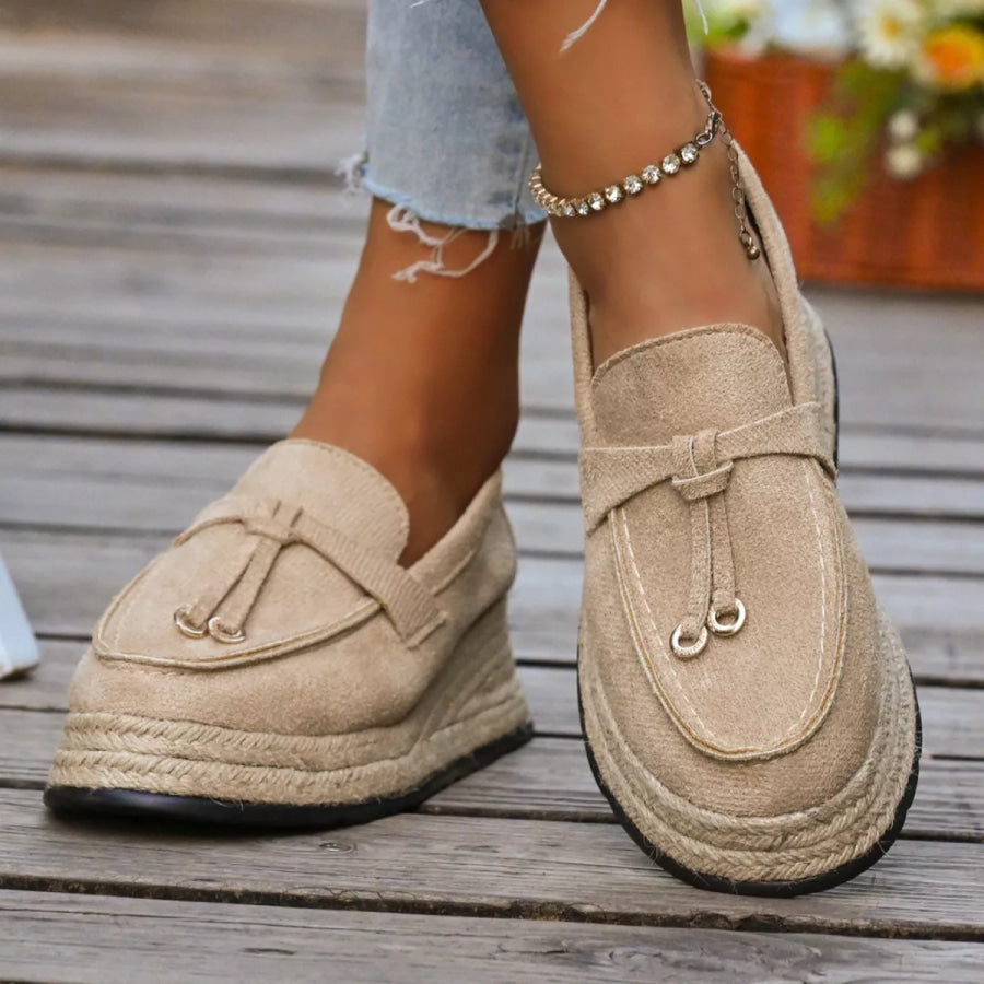 Round Toe Platform Slip-Ons Apparel and Accessories