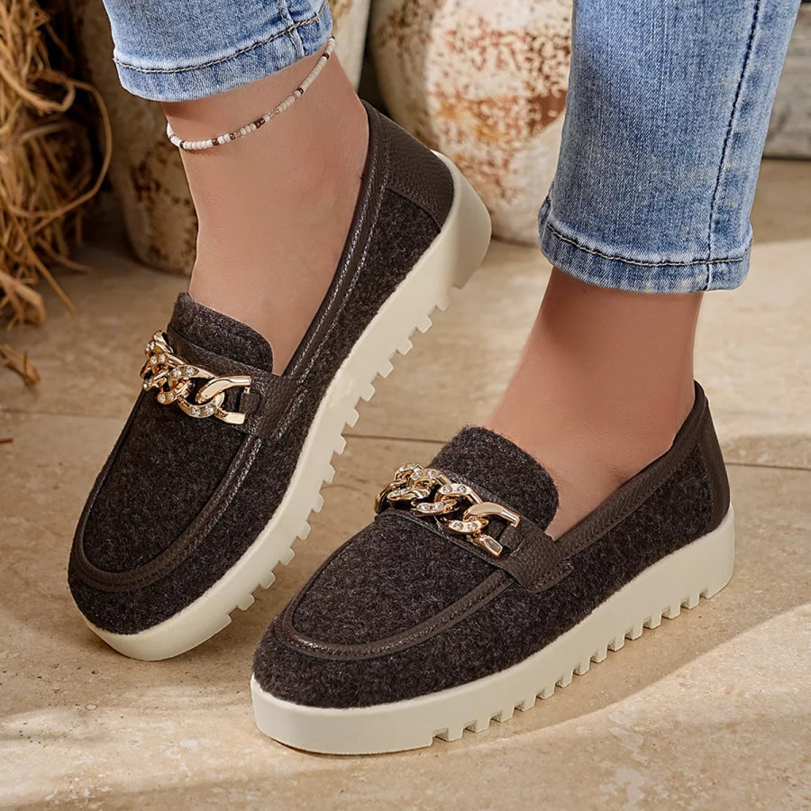 Round Toe Platform Slip-Ons Apparel and Accessories