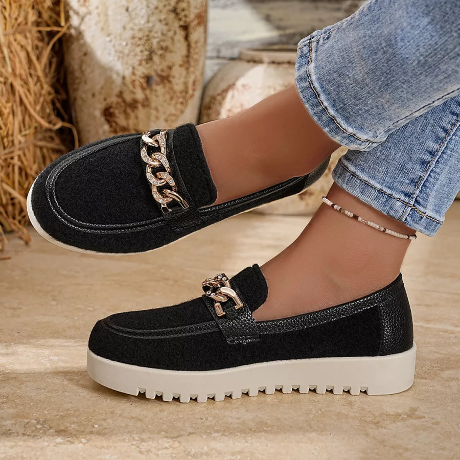 Round Toe Platform Slip-Ons Apparel and Accessories