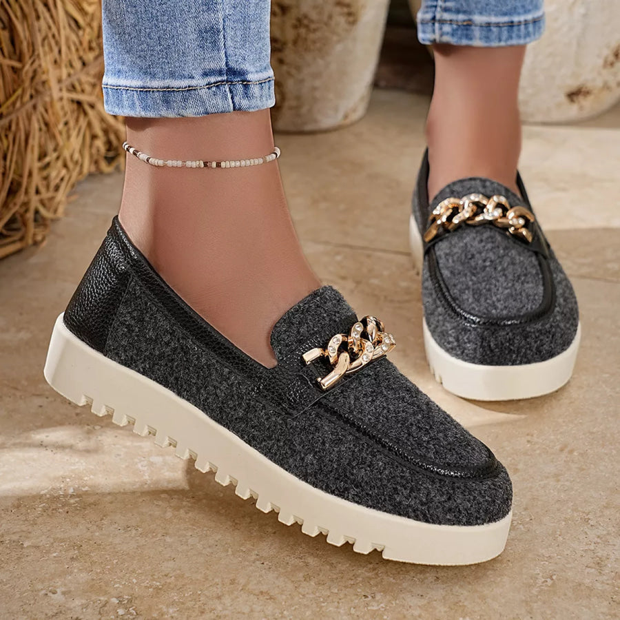 Round Toe Platform Slip-Ons Apparel and Accessories
