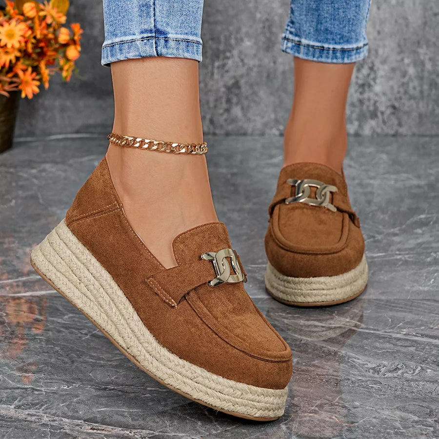 Round Toe Platform Slip-Ons Apparel and Accessories