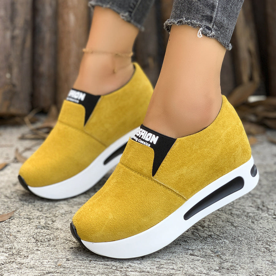 Round Toe Platform Slip-Ons Apparel and Accessories
