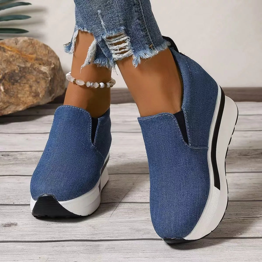 Round Toe Platform Slip-Ons Apparel and Accessories