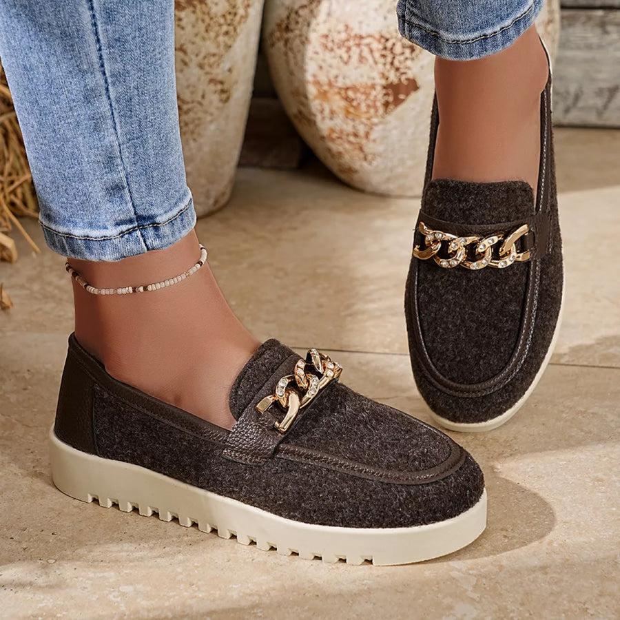Round Toe Platform Slip-Ons Apparel and Accessories
