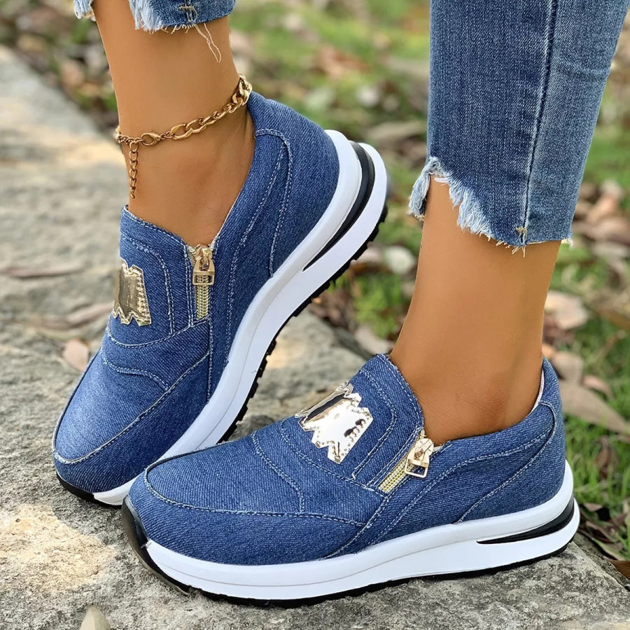 Round Toe Platform Slip-Ons Apparel and Accessories