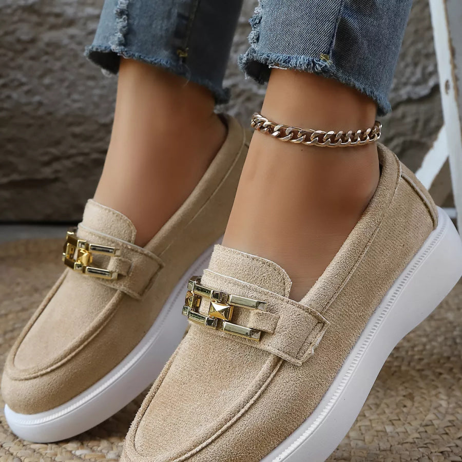 Round Toe Platform Slip-Ons Apparel and Accessories