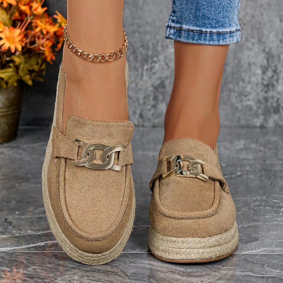 Round Toe Platform Slip-Ons Apparel and Accessories