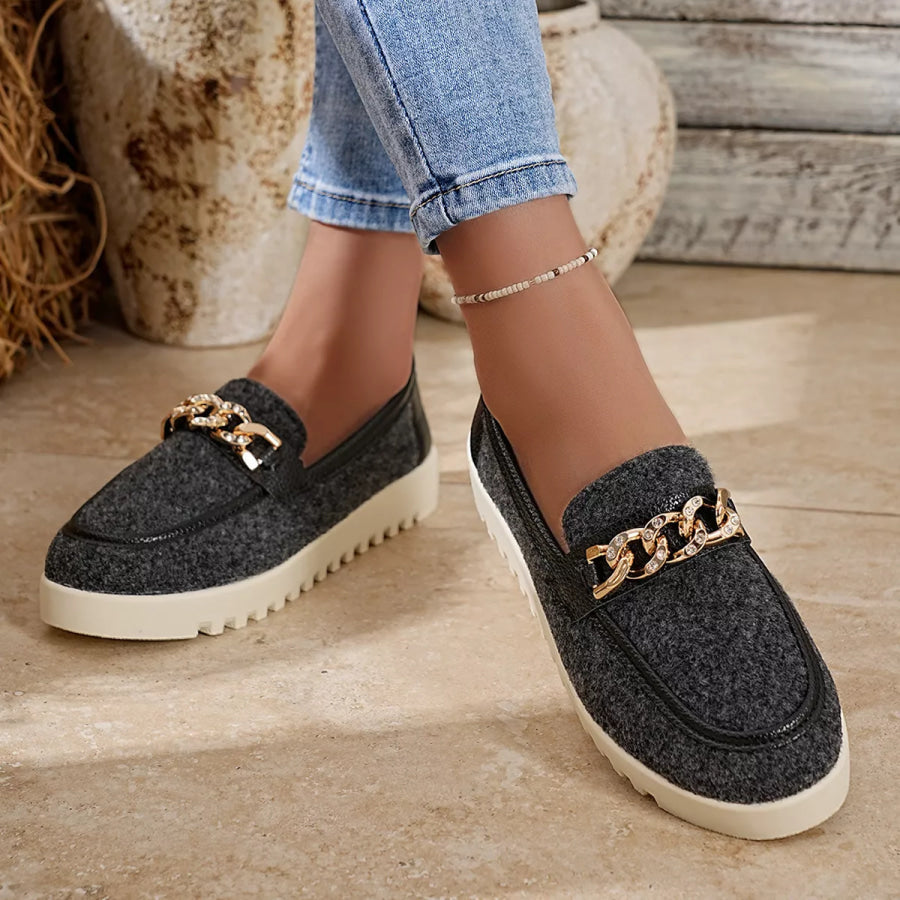 Round Toe Platform Slip-Ons Apparel and Accessories